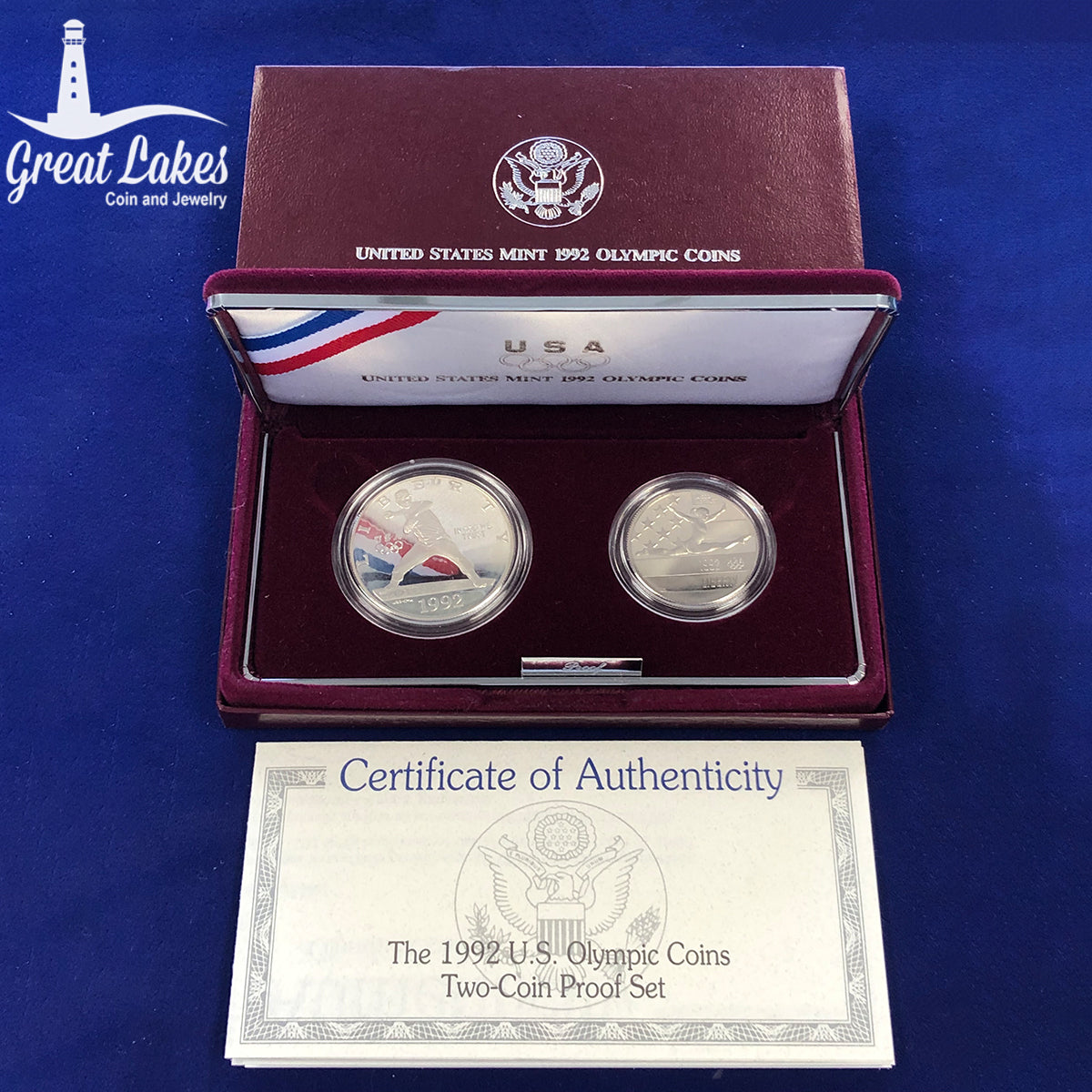 1992 Two Piece U.S. Olympic Commemorative Proof Set (With Box &amp; CoA)