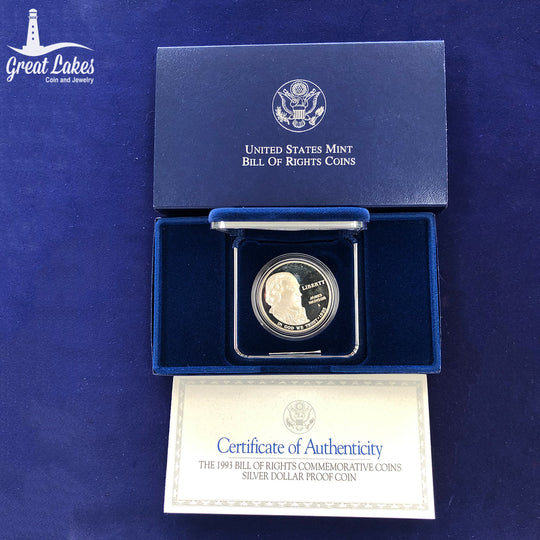 1993-S Bill of Rights $1 Silver Commemorative Proof  (With Box & CoA)