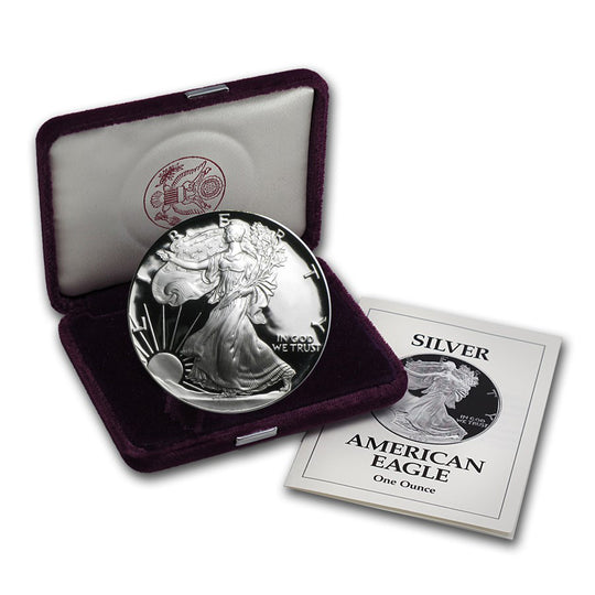 1 oz Proof American Silver Eagle (Random Year. With Box & CoA)