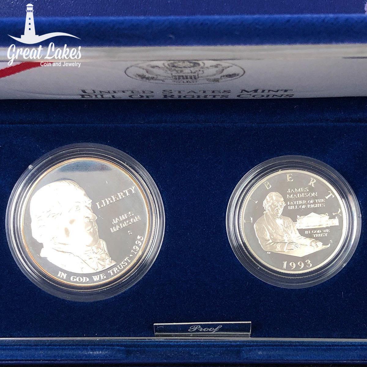 1993 Two Coin Bill of Rights Proof Set (With Box &amp; CoA)