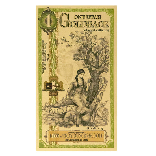 1 Utah Goldback Gold Note