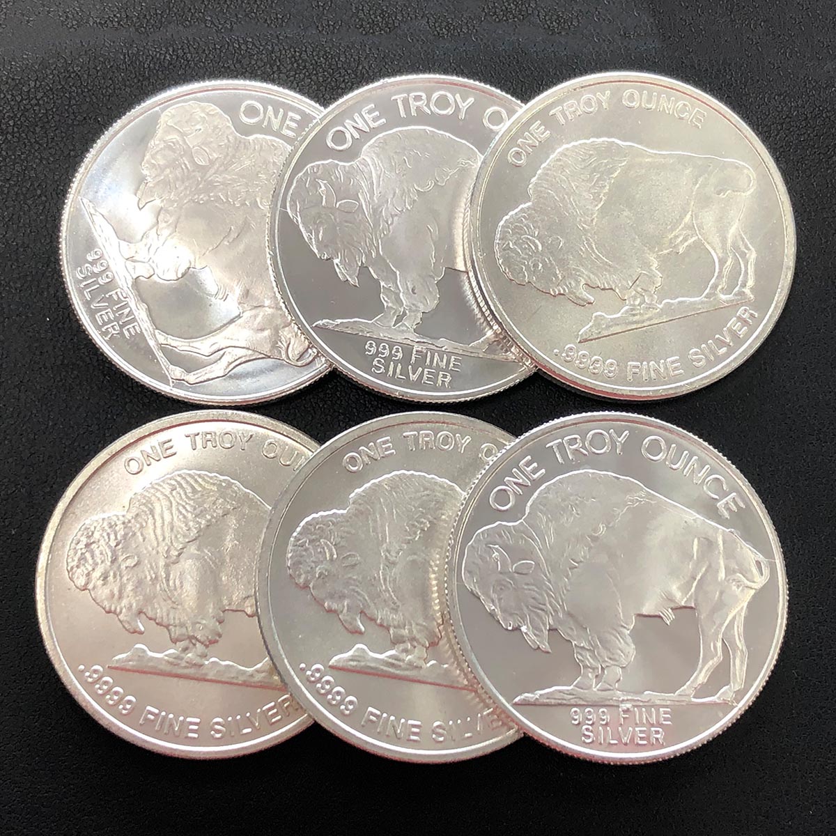 Lot of 6 1 oz Silver Buffalo Rounds (Secondary Market)