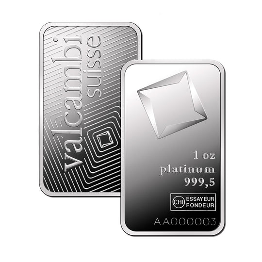 1 oz Platinum Valcambi Bar (Sealed with Assay)