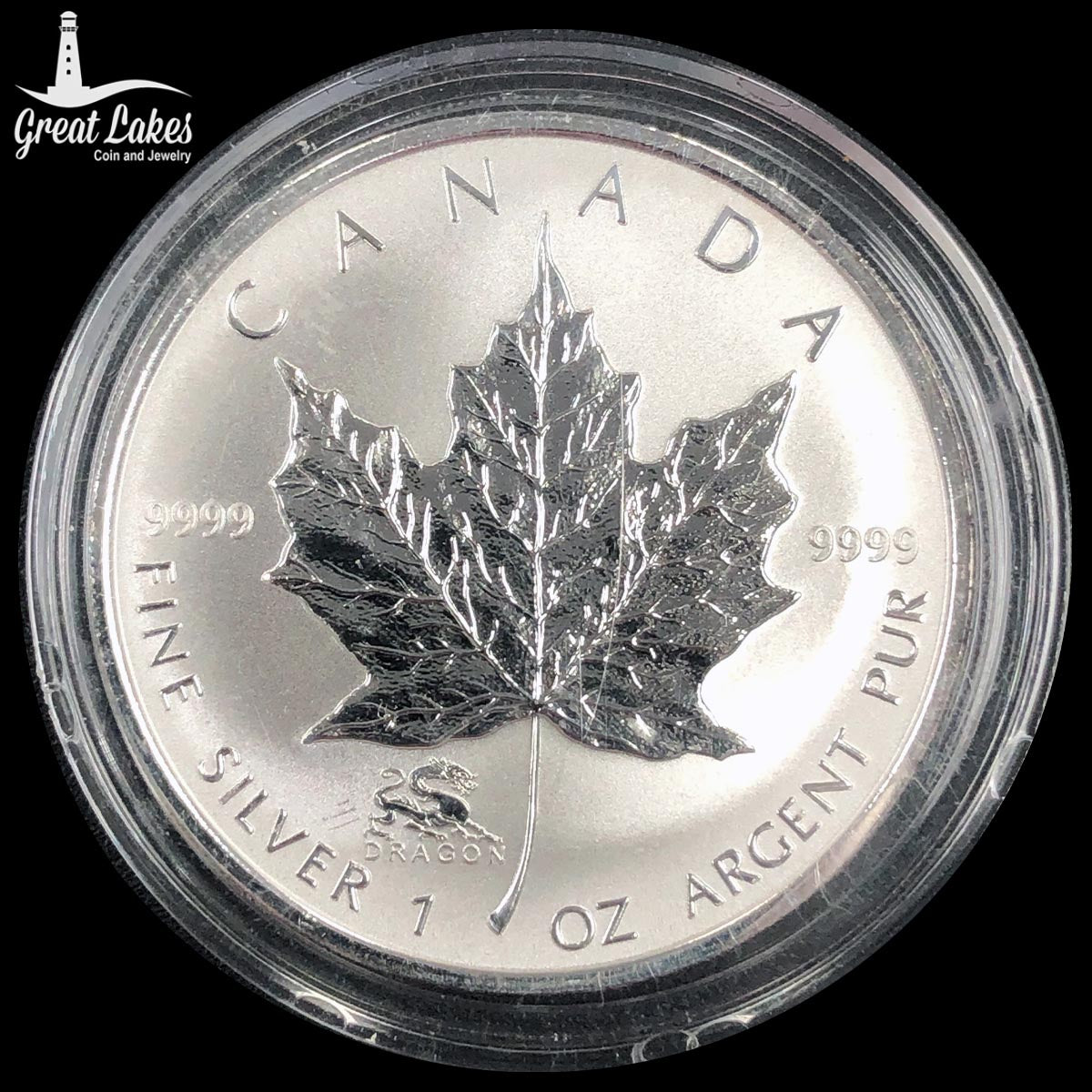 2000 Canadian 1 oz Silver Maple Leaf Lunar Dragon Privy