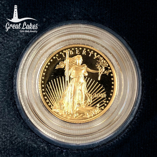 2001 1/10 Proof American Gold Eagle (With Box & CoA)