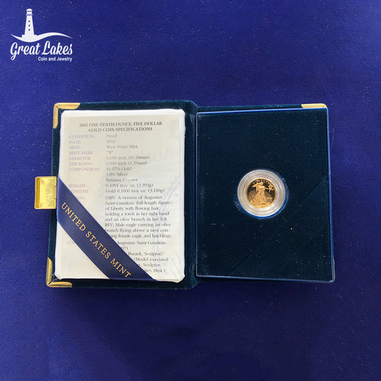 2002 1/10 Proof American Gold Eagle (With Box & CoA)
