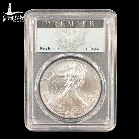 2003 1 oz American Silver Eagle First Edition PCGS MS70