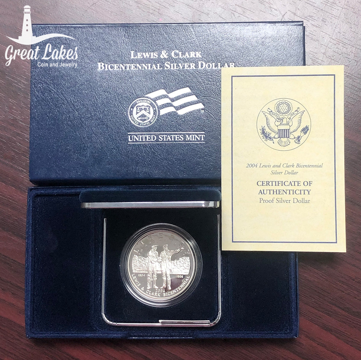 2004-P $1 Lewis and Clark Silver Commemorative Proof (with Box &amp; CoA)