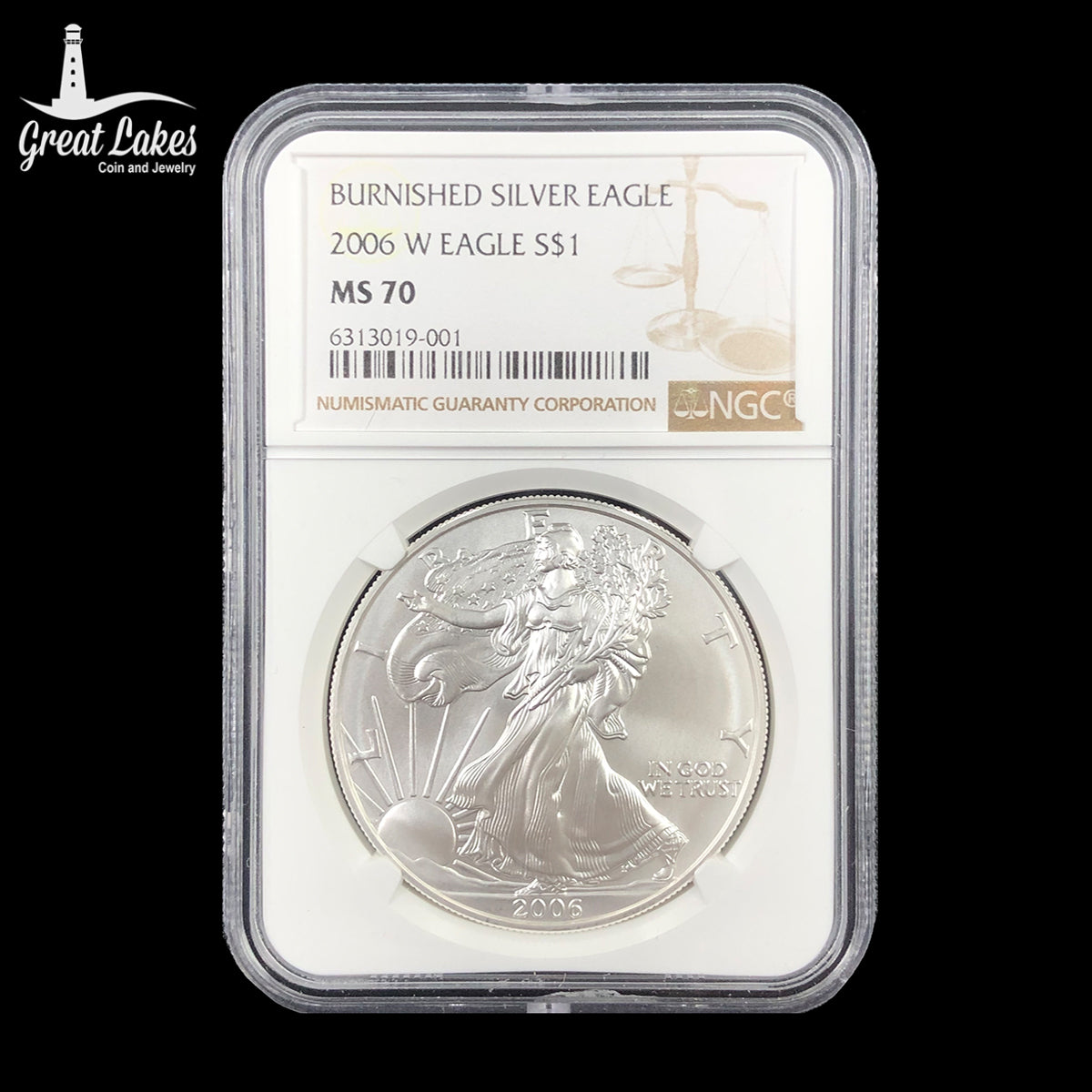 2006 W Burnished 1 oz American Silver Eagle NGC MS70