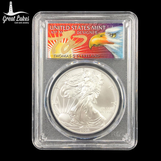 2008 1 oz American Silver Eagle Thomas Cleveland PCGS MS70