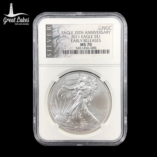 2011 1 oz American Silver Eagle 25th Anniversary Early Release NGC MS70
