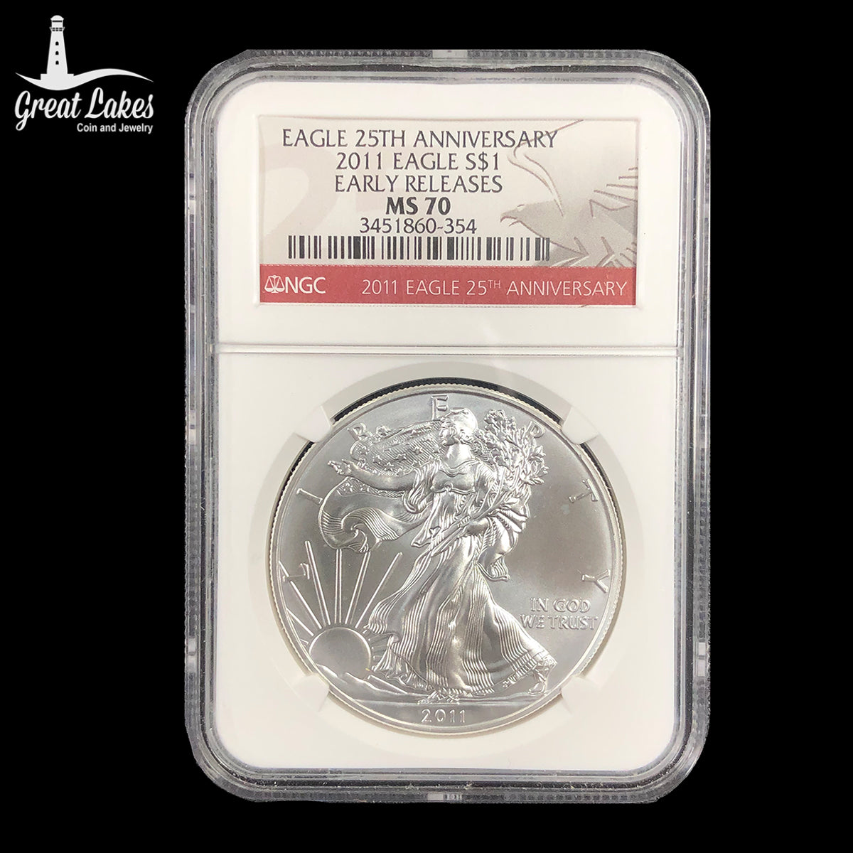 2011 1 oz American Silver Eagle NGC MS70 25th Anniversary Early Release