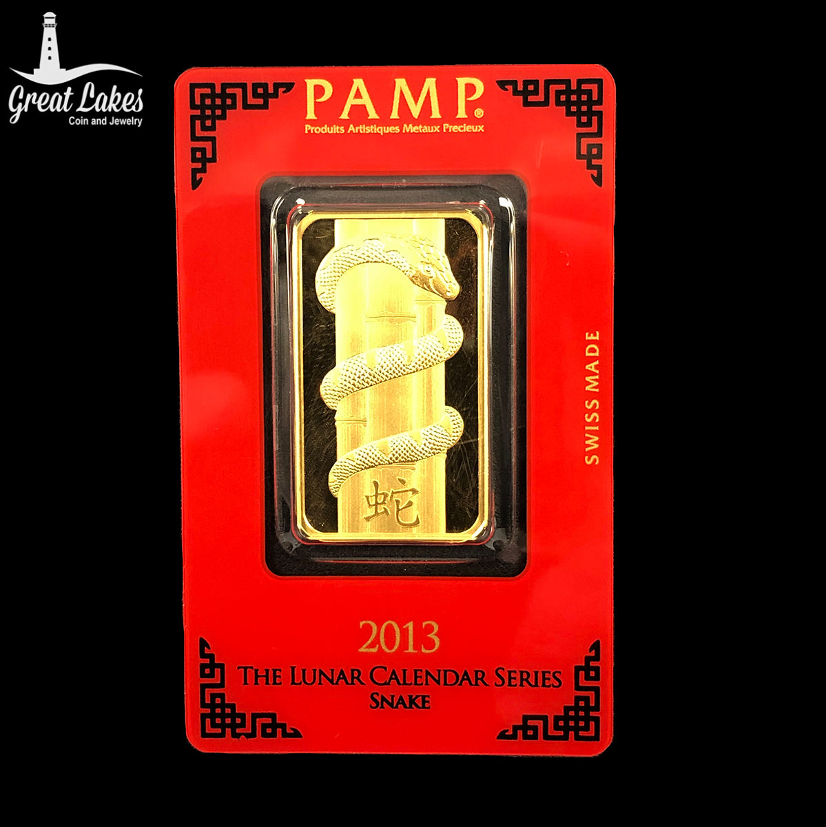 Pamp Suisse 2013 Lunar Year of the Snake 1 oz Gold Bar (In Assay)