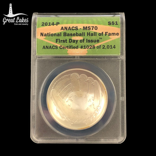 2014-P $1 Baseball Hall of Fame Commemorative ANACS MS70