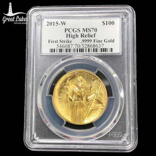 2015-W $100 High Relief 1 oz Gold American Liberty PCGS MS70 (FS) (Signed)