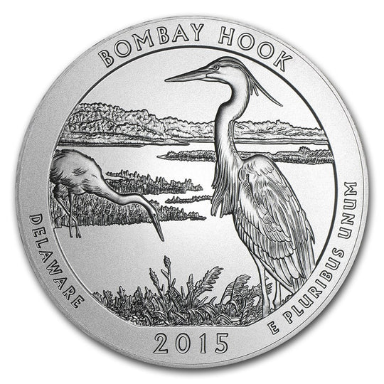 2015 America the Beautiful 5 oz Silver Bombay Hook (With Box & CoA)