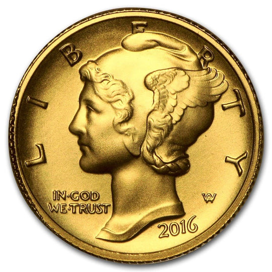 2016-W 1/10 oz American Gold Mercury Dime (with Box + CoA)
