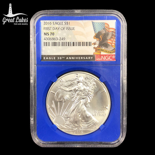 2016 1 oz American Silver Eagle NGC MS70 30th Anniversary First Day of Issue
