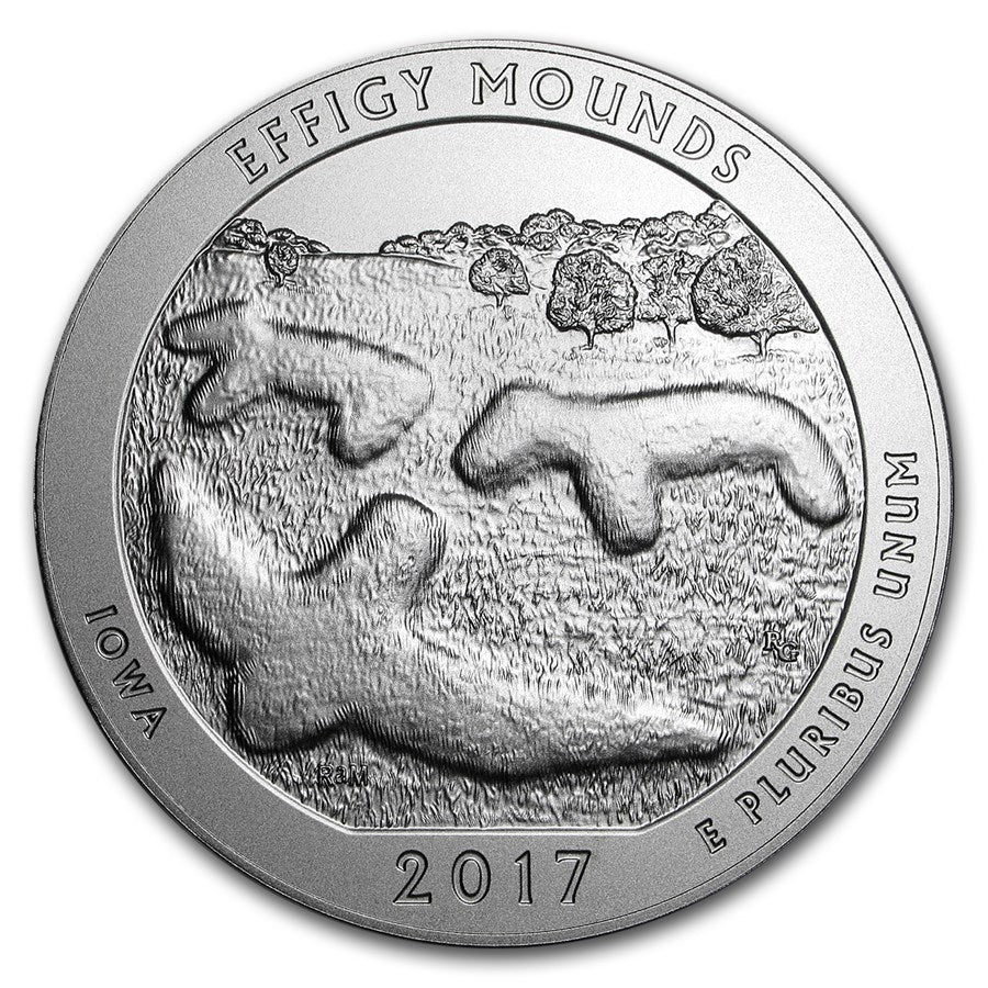 2017 America the Beautiful 5 oz Silver Effigy Mounds (With Box &amp; CoA)