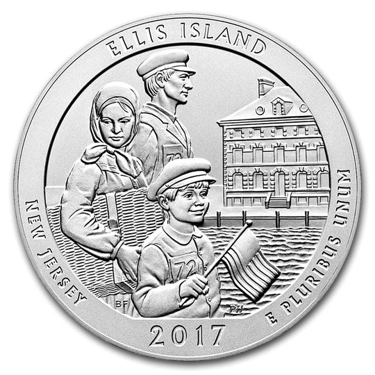 2017 America the Beautiful 5 oz Silver Ellis Island (With Box & CoA)