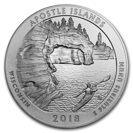 2018 America the Beautiful 5 oz Silver Apostle Islands (With Box & CoA)