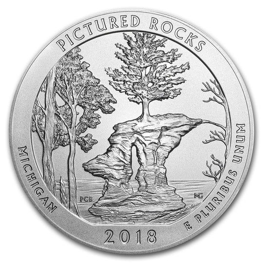 2018 America the Beautiful 5 oz Silver Pictured Rocks (With Box & CoA)