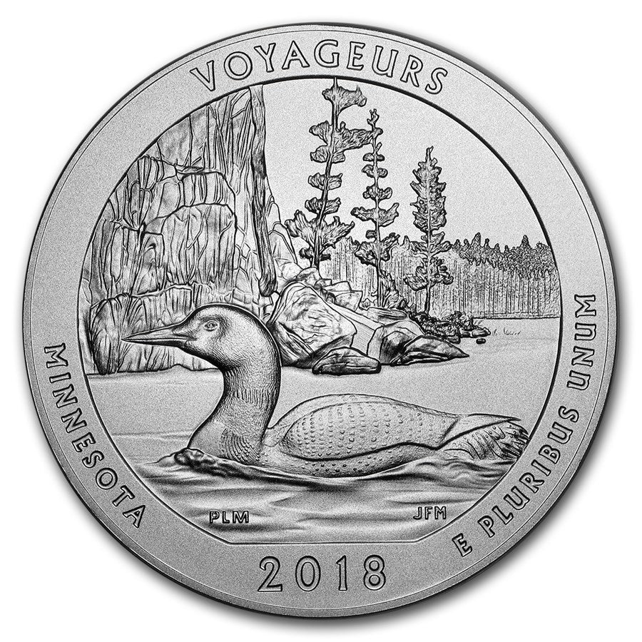 2018 America the Beautiful 5 oz Silver Voyageurs (With Box &amp; CoA)
