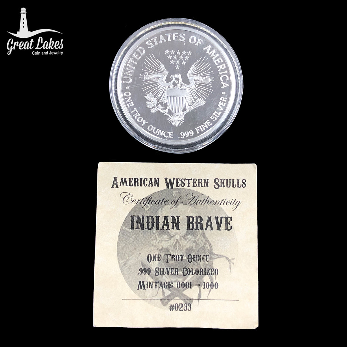 2018 American Western Skulls 1 oz Silver Indian Brave