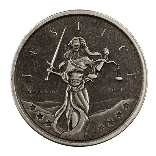 Scottsdale Mint 2021 Gibraltar Lady Justice 1 oz Silver Antique Coin