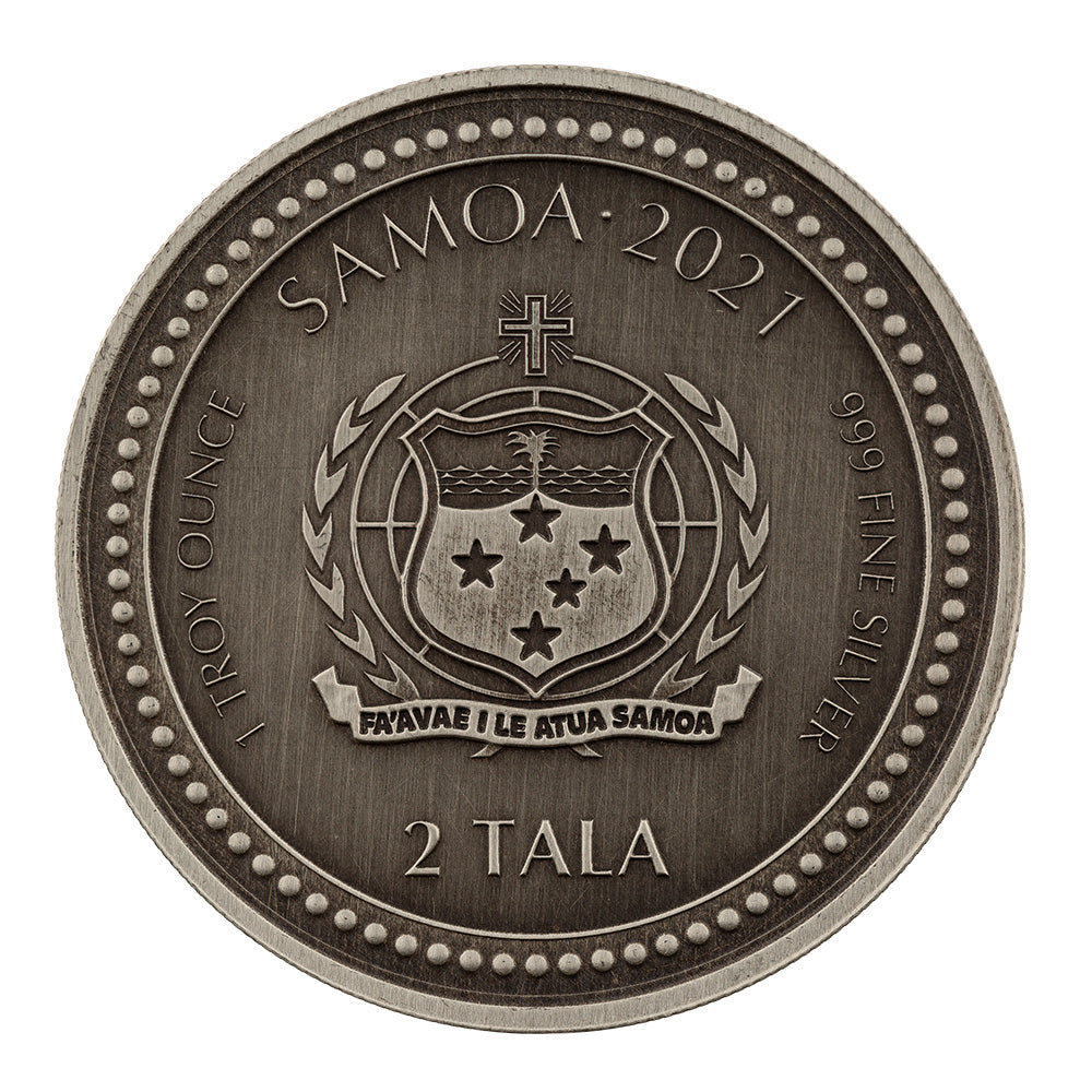 Scottsdale Mint 2021 Samoa Seahorse 1 oz Silver Antique Coin