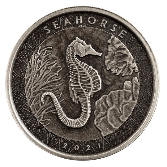 Scottsdale Mint 2021 Samoa Seahorse 1 oz Silver Antique Coin