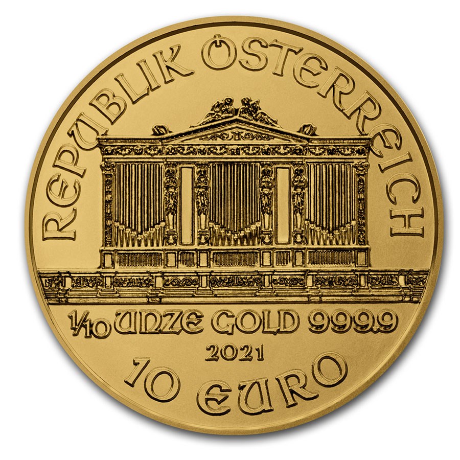 2021 Austrian 1/10 oz Gold Philharmonic Coin (BU)