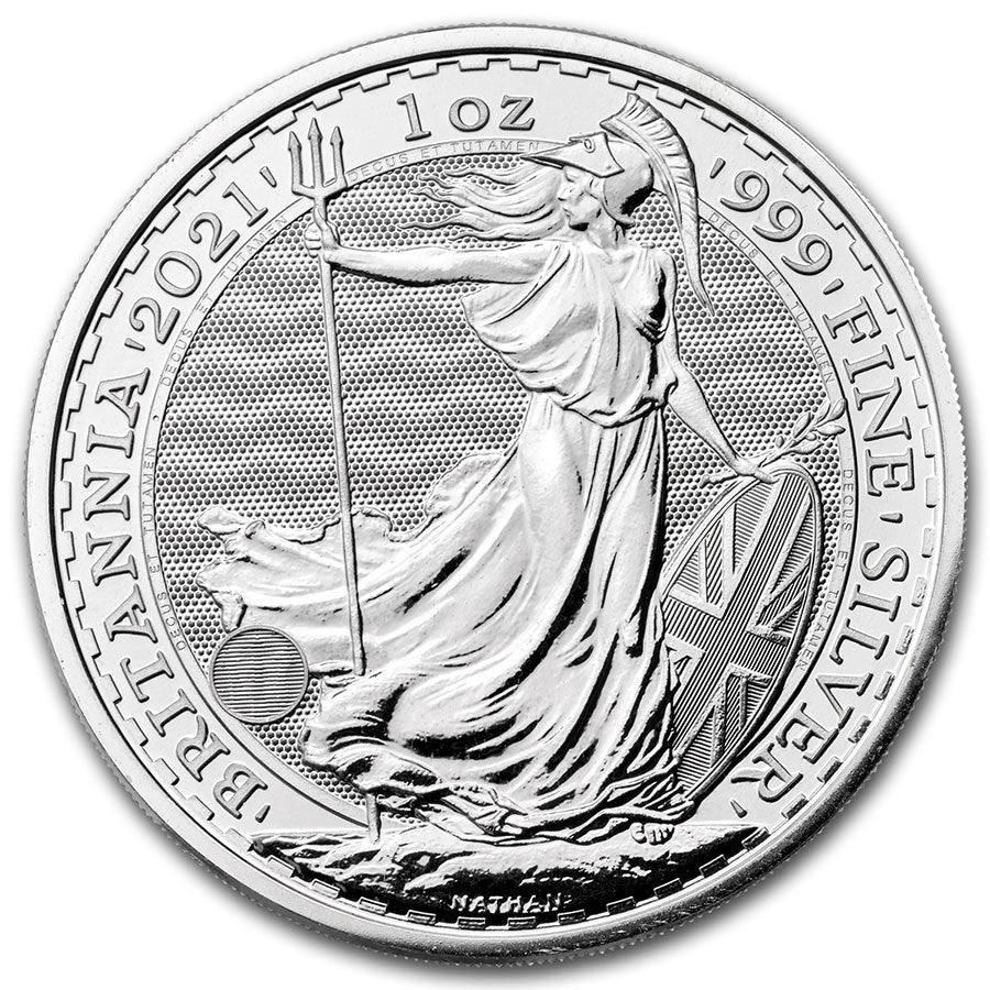 Tube of 2021 British 1 oz Silver Britannias (BU) (25 Coins)