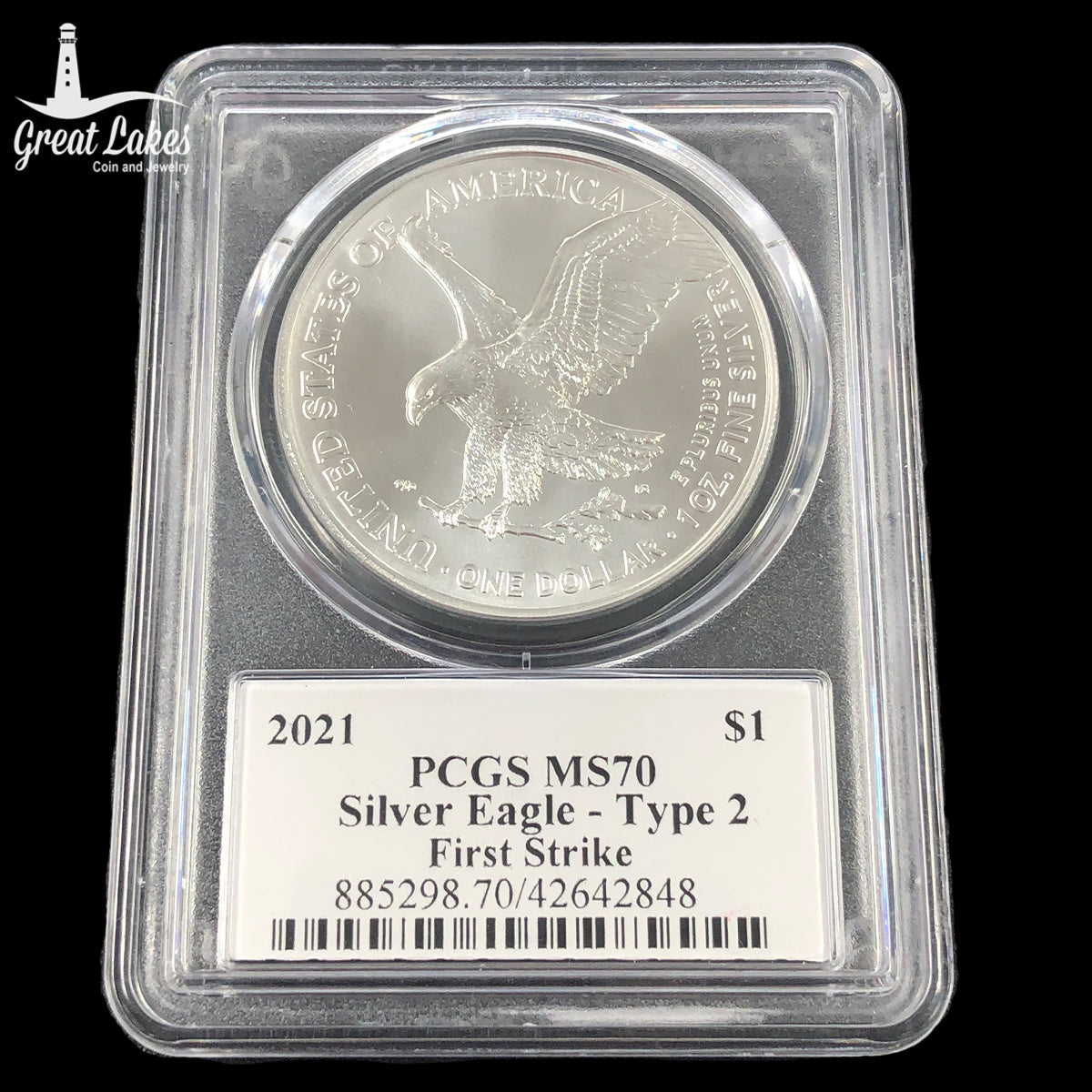 2021 1 oz American Silver Eagle T2 First Strike PCGS MS70 Emily Damstra Signed