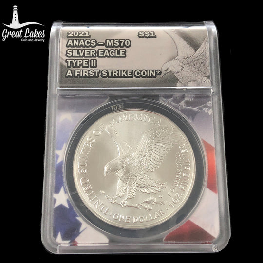 2021 1 oz American Silver Eagle Type 2 (FS) ANACS MS70