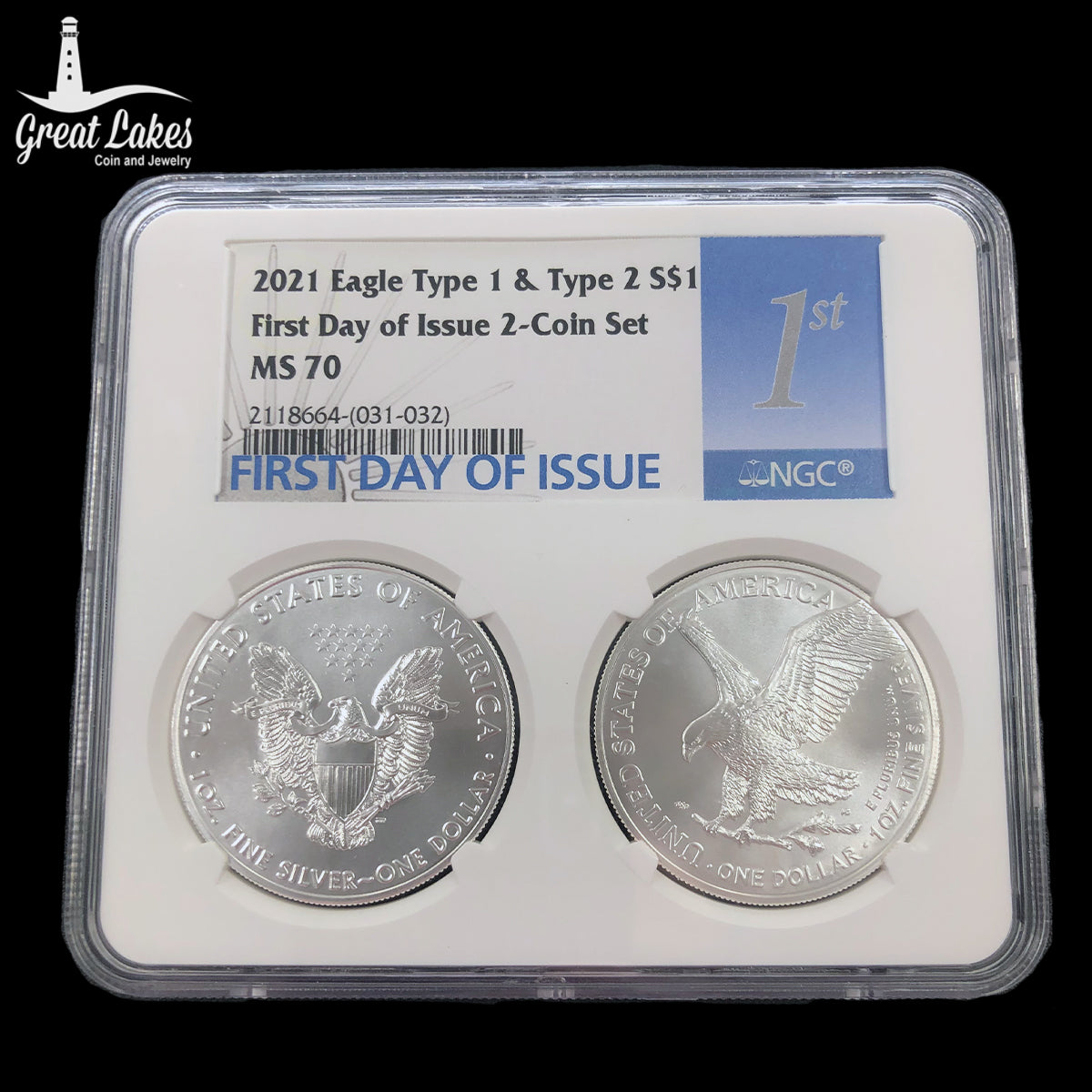2021 First Day of Issue 2 Coin American Silver Eagle Sets NGC MS70