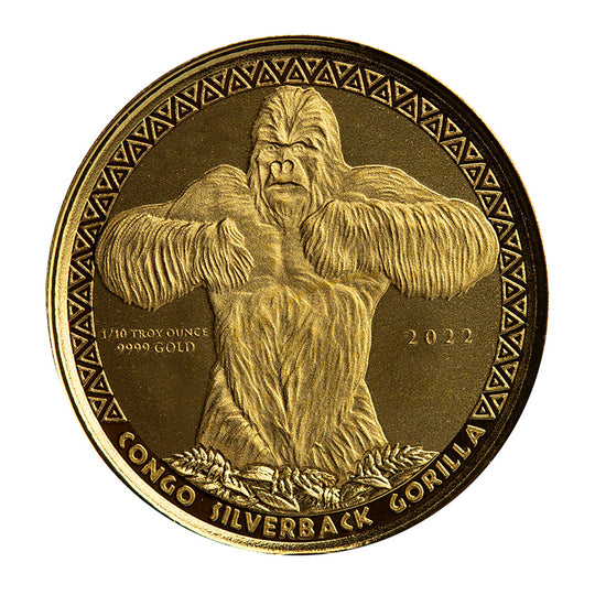 Scottsdale Mint 2022 1/10 oz Gold Congo Silverback Gorilla