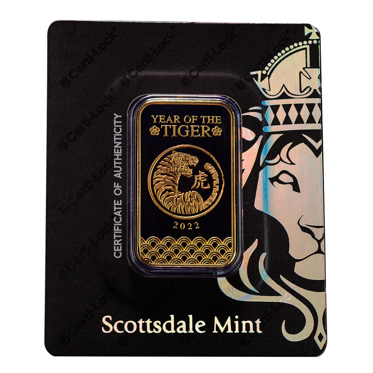 Scottsdale Mint 2022 Year of the Tiger 1 oz Gold Bar