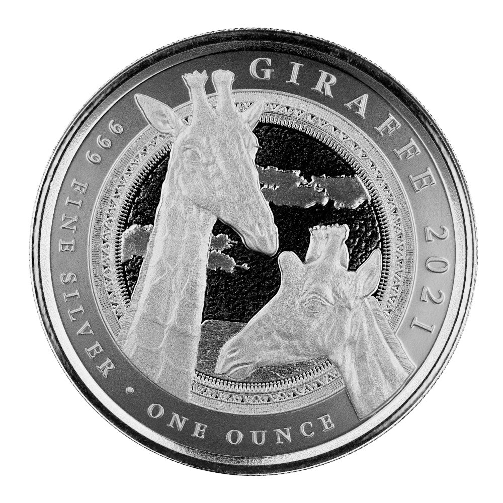 Scottsdale Mint 2021 Equatorial Guinea Giraffe 1 oz Silver Coin (BU)