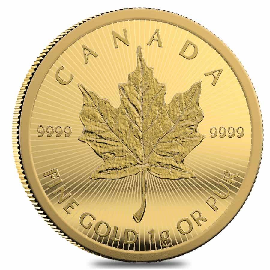 2022 25 Gram Canadian Gold MapleGram (25 x 1g BUs with Assay)