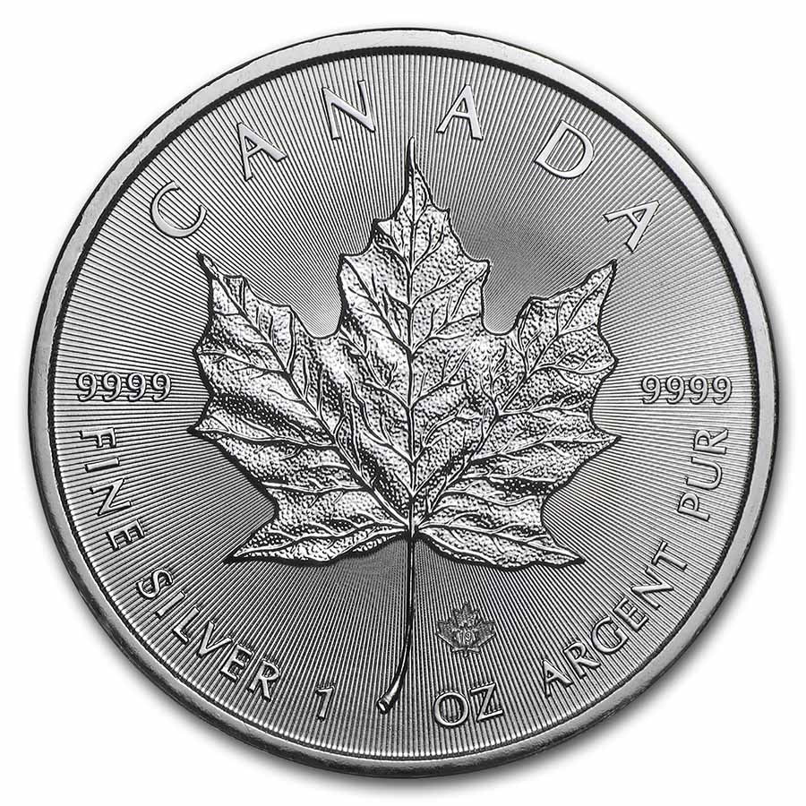 Tube of 2022 Canadian 1 oz Silver Maple (BU) (25 Coins)