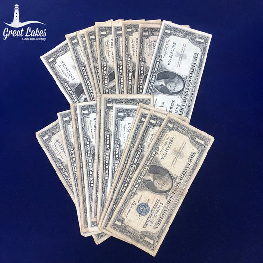 Lot of 20 $1 Silver Certificates (VG - XF)