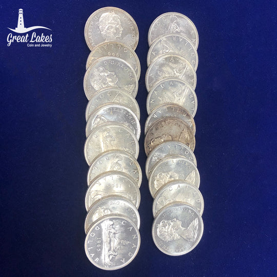 20 Piece Lot of .800 Fine Canadian Silver Dollars