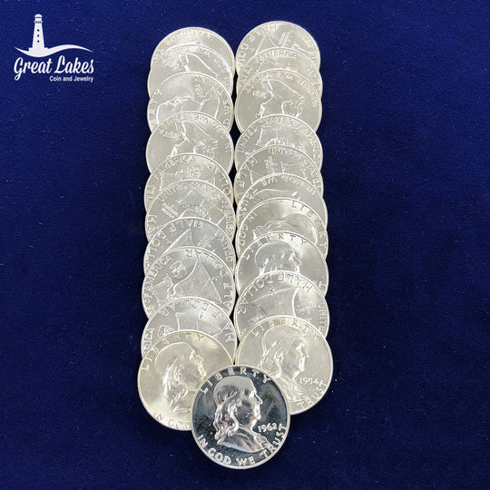 Lot of 21 Franklin Half Dollars (AU) (Incl. One Proof)