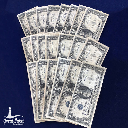 Lot of 21 $1 Silver Certificates (VG - VF)