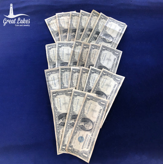 Lot of 22 $1 Silver Certificates (VG - XF)