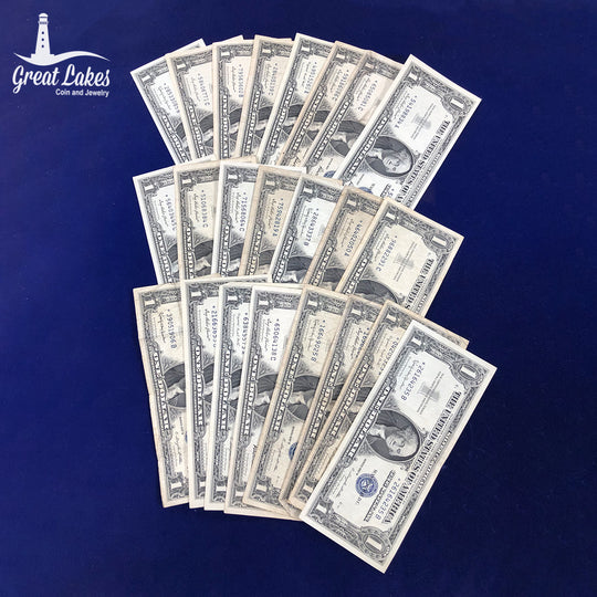 Lot of 23 1957 Series $1 Silver Certificate Star Notes (VG - XF)
