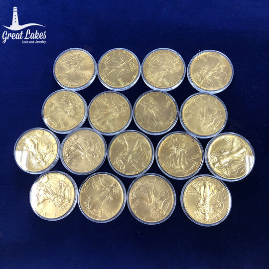 24k Gold Plated American Silver Eagles (Random)
