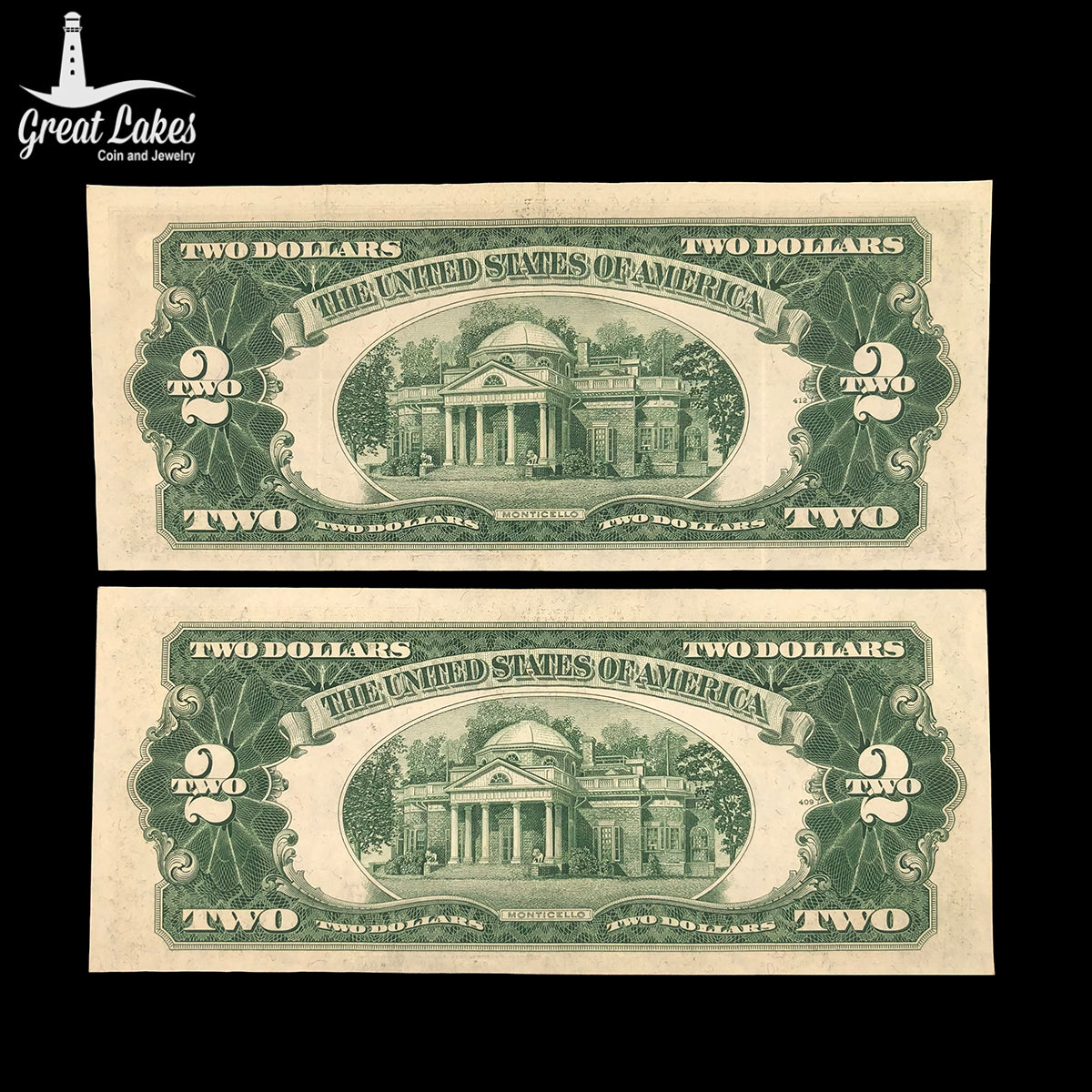 2 Consecutive 1953-C $2 Legal Tender (XF / AU)