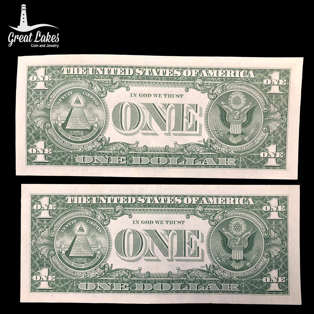 Two Consecutive 1957-A $1 Silver Certificates (CU)